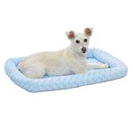 30L-Inch Blue Dog Bed or Cat Bed w/Comfortable Bolster | Ideal for Medium Dog Breeds & Fits a 30-Inch Dog Crate | Easy Maintenance Machine Wash & Dry | 1-Year Warranty