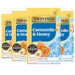 Twinings Camomile and Honey FlavouredTea - 80 Biodegradable Tea Bags (Multipack of 4 x 20 Bags), Soothing Herbal Blend, Caffeine-Free, Naturally Sweetened