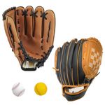 Hanlintk Baseball Glove,Baseball Softball Mitt with Ball,Synthetic Leather Baseball Glove for Kids Youth Training and Beginner（12.5in+10.5in）