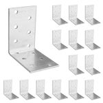 OMIdeas 15 x Angle Brackets (60 x 60 x 40 x 2) Corner Metal Braces Wood Timber Galvanised Steel Sheet Connecting Joining Fixing L Repair Connector