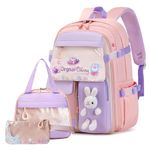 WYCY Backpack for Girls Backpack Cute Quicksand Refrigerator Door School Bag Large Capacity Kawaii School Backpack (School Backpack+ Lunch Bag+Pencil Case Pink)