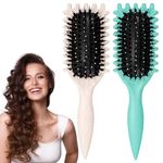 Gelapa 2Pack Curly Hair Brush, Detangling Hairbrush with Bristle Hair, Curl Defining Detangling Straightening Styling Brushes, Curl Comb for Wet Hair, Curling Brush Women Men