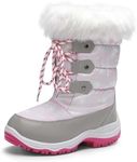 DREAM PAIRS Boys Girls Slip Resistant Faux Fur Lined Knee High Winter Snow Boots,Size 13 Little Kid,Grey/Pink,Nordic