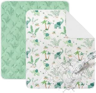 Yukkidds 2 Pack of Potty Training Bed Pads, Waterproof Bed Wetting Sheets for Kids, Washable Toddler Bedwetting Mattress Protector 75x90 cm (Green Elephant)