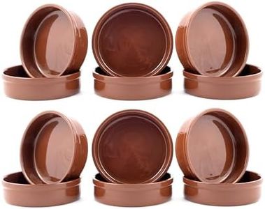 Hanseküche Tapas Bowls Set in Brown, Casserole Dish, Cazuela Bowls, 200 ml Volume, Diameter of 12.5 cm, Clay Dessert Bowls, Mediterranean Bowls, Traditional Spanish Pottery (12)