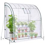 Lean to Greenhouse with 3-Tier Shelves: Ohuhu Portable Walk-in Wall Mounted Green House with Mesh Windows, 79"x39"x83" Reinforced Lean-to Wall Greenhouses with 2 Roll-Up Zipper Doors for Outdoors