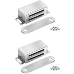 Onarway Magnetic Door Catch 6KG Pull Strong Magnet Cabinet Latches Magnetic Hardware Stainless Steel Chrome Door Closer for Bathroom Kitchen Sliding Door Window Cupboard (15lbs Strength 2 Pack)