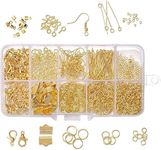 Beadsnfashion Metal Findings Kit, Jewellery Making Metal Findings Kit with Ribbon Clamp Crimps with Loop Head Pins Ribbon Ends for Jewellery Making and Crafts Work