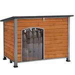 Aivituvin Dog House Outdoor & Indoor Wooden Dog Kennel for Winter with Raised Feet Weatherproof for Small & Medium & Large Dogs,Unique All-Around Iron Frame