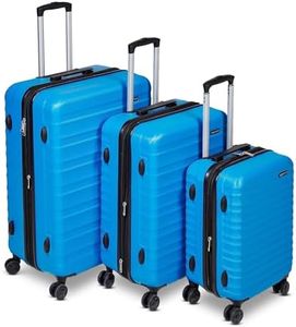 Amazon Basics 3-Piece Hardside Expandable Travel Luggage Set (21", 26", 30"), Scratch-Resistant Suitcases with Multi-directional Wheels, Carry-on and Checked Bags, Light Blue