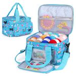 Coopay Knitting Bags for Wool Storage, Crochet Bags with Compartments, Portable Crochet Bag with Shoulder Strap, Knitting Bags and Knitting Organizers, Yarn Storage Bag, Blue Cat