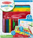 Melissa & Doug Created by Me! Stencil Art Coloring Activity Kit in Storage Pouch -- 170+ Designs, 6 Markers, 2 Crayons, Paper