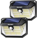 TECKNET Outdoor Solar Light 231 LED, 3 Modes Motion Sensor, Solar Powered Security Light 300° Wide Angle, IP65 Waterproof, Solar Wall Light for Front Door/Fence/Yard/Garage/Garden (2 Pack)