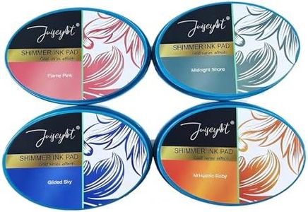 Metallic Pigment Ink Pad Set, Gold, Silver, Copper, Rose Gold, for Card Making, Scrapbooking, Paper Crafts, Ages 14+ (Gold Shimmer Ink Pad 4 Colors B)