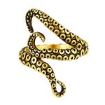 Mens Octopus Gold Pinky Ring Stainless Steel Size 7 Punk Knuckle Rings for Women