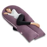 Meiz Pregnancy Pillow, Cooling Silky Pregnancy Pillows for Sleeping, 65" Maternity Pillow for Tall Pregnant Woman with Cooling Silk Jersey Cover, Purple