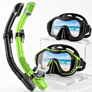 Snorkeling Gear for Adults Kids, Kwambiri Dry-Top Snorkel Set, 180°Panoramic Wide View Diving Mask Breathing Freely Snorkel Mask for Snorkeling Scuba Diving Swimming Travel