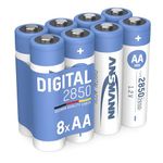 Ansmann AA Rechargeable Batteries [Pack of 8] 2850 mAh NiMH High Capacity AA Type Size Battery Digital Equipment's, Cameras, Flash Units, Speakers, Microphones, Silver