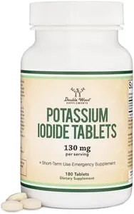 Potassium Iodide 130mg Tablets - Emergency Use for Exposure - 180 Count, 3 Month Supply - Double Wood Supplements