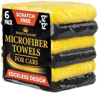 Edgeless Microfiber Towels for Cars – 6pk (12”x12”) - 540 GSM - Super Soft Drying Towels Car Detailing & Buffing – Scratch-Free - Absorbent Microfiber Cleaning Cloths for Cars