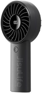 JISULIFE Handheld Fan Life4 with Powerful Motor,LED Display,3600mAh Battery,5 Wind Speeds,Lanyard; USB Rechargeable Hand held Fan; Summer Essentials Portable Fan for Travel,Beach,Makeup,Concerts-Black