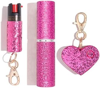 BLINGSTING Pepper Spray, Mini Stun Gun, & Alarm 3-in-1 Safety Kit - Professional Grade, Maximum Strength, High Voltage, Rechargeable Self-Defense for Women, Pink Glitter