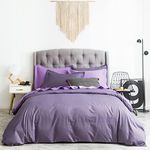 SUSYBAO Lavender Duvet Cover King 100% Cotton Mauve Purple Duvet Cover 3 Pieces Set 1 Lilac Color Modern Duvet Cover with Zipper Ties 2 Pillow Shams Luxury Soft French Country Purple Bedding