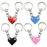 DKDDSSS 4 Pcs Heart Keychain, Couple Keyring Keychain, Brick Matching Couples Keyring, Love Heart Keyring, for Anniversary Christmas Birthday