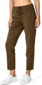 Women's Pants 2 Deep Pockets 7/8 Stretch Ankle Pants, Chestnut Brown, 3XL