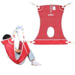 EZ Assistive Hoyer Lift Sling with Commode - Patient Lifting Slings for Transfer - Medical Full Body Straps for Elderly, Bariatric,Disabled,Nursing,Caregiver - SWL 500 lbs (Small-Red-1 PC)