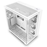 NZXT Glass H9 Flow Dual-Chamber ATX Mid-Tower Computer Case/Gaming Cabinet - White |Support -ATX, Micro-ATX, Mini ITX | Pre-Installed 4 X 120Mm Fans - Ccm-H91Fw-01