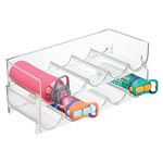 mDesign Plastic Free-Standing Water Bottle and Wine Rack Storage Organizer for Kitchen Countertops, Table Top, Pantry, Fridge - Stackable - Holds 5 Bottles Each, 2 Pack - Clear