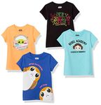 Spotted Zebra Girls' Disney Marvel Frozen Princess Short-Sleeve T-Shirts, 4-Pack Star Wars Rebel Academy, Large