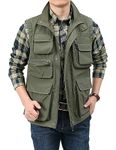 Sukany Men's Casual Lightweight Utility Vest Outdoor Fishing Safari Gilet Cargo Shooting Travel Waistcoat with Pockets Army Green XL