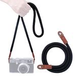 VKO 120cm Camera Strap, Soft Camera Rope Strap Neck Shoulder Strap for Mirrorless DSLR SLR Camera Black