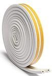 Draught Excluder Tape for Door Window Self Adhesive Foam Tape Insulation Strip Weather Stripping Type D 9mm X 6mm X 3 Meters, 2 Seals Total 6M White