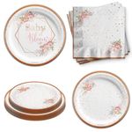 Baby in Bloom Floral Baby Shower Party Supplies Set Plates and Napkins Kit for 24