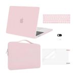 MOSISO Compatible with MacBook Pro 13 inch Case M2 M1 2024 2023-2016 A2338 A2289 A2251 A2159 A1989 A1706 A1708, Plastic Hard Shell Case&Bag&Keyboard Skin&Webcam Cover&Screen Protector, Rose Quartz