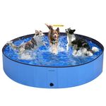 YAZXGBO Foldable Dog Pool for Large Dogs, 71'' Swimming Pool for Small Dogs, Outdoor Pet Pool Pet Bathtub Collapsible Kiddie Pool Cats Doggie Puppy Bathing Tub with PP Board Hard Support