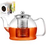 Glass Teapot, 800 ml Tea Pot for Loose Tea, STNTUS Borosilicate Teapot with Infuser, Tea Pots with Stainless Steel Strainer, Teapots for 2-4 Cups