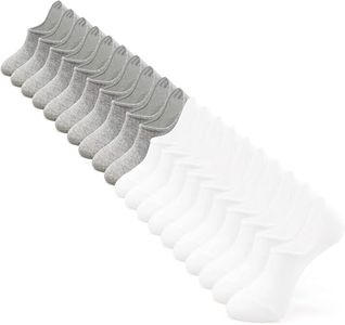 IDEGG No Show Socks Women 10 Pairs Low Cut Anti-Slid Novelty Athletic Casual Invisible Liner Socks (US, Numeric, 7.5, 9, Regular, Regular, Color D - 10 Pairs - 5 Pairs White+5 Pairs Gray)