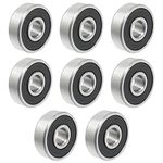 Sh 627RS Ball Bearing Double Shielded and Lubricated for Fidget Spinner, Skating Wheel Bearings, Skateboard Bearing, Mini Motor, Etc. (7mm X 22mm X 7mm) - Pack of (8) (8)