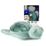 Cloud b Tranquil Turtle Mother and Baby Aqua Rechargeable-White Noise Machine Baby, Baby Night Light & Portable White Noise Machine-Soothing Ocean Waves & Underwater Melodies, Cry Sensor, Eco-Friendly