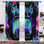 Mitpok Teal Gaming Curtains for Boys Bedroom 52Wx84H Inches Rod Pocket Men Video Games Room Decor Kids Gamer Controller Colorful Cool Gamepad Teens Girls 2 Panels Window Treatment Set for Living Room