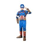 MARVEL’S OFFICIAL CAPTAIN AMERICA COSTUME FOR KIDS - Poly Jersey Jumpsuit Stuffed with Polyfill plus Mask- Large