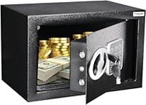 Home and Office Electronic Safe Box with Keys, Money Lock Boxes, Safety Boxes for Home, Office, Hotel Rooms, Steel Alloy Drop Safe 6.7 x 9 x 6.7 inches