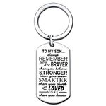 lauhonmin Son Key Chain Men Boy Gifts to My Son - You are Braver Stronger Smarter Than You Think Stainless Steel