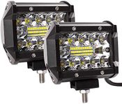 Zmoon 4Inch LED Pod Light Bars 120w 12000lm Off Road Driving Fog Lights Waterproof Spot Flood Combo Beam LED Cubes Lights for Truck Boat Jeep Pickup ATV UTV SUV, 2 Pack