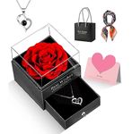 Birthday Gift For Her Mum Eternal Rose Flower Present For Women Preserved Real Rose With I Love You Necklace in Gift Box for Girlfriend Wife Daughter on Christmas Mothers Valentine's Day Anniversary