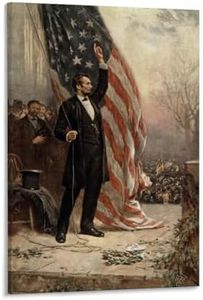 Abraham with American Flag Poster Framed Canvas Wall Art, Ready to Hang with Installation Kit, Home Decor for Living Room Bedroom Bathroom24x36inch(60x90cm)